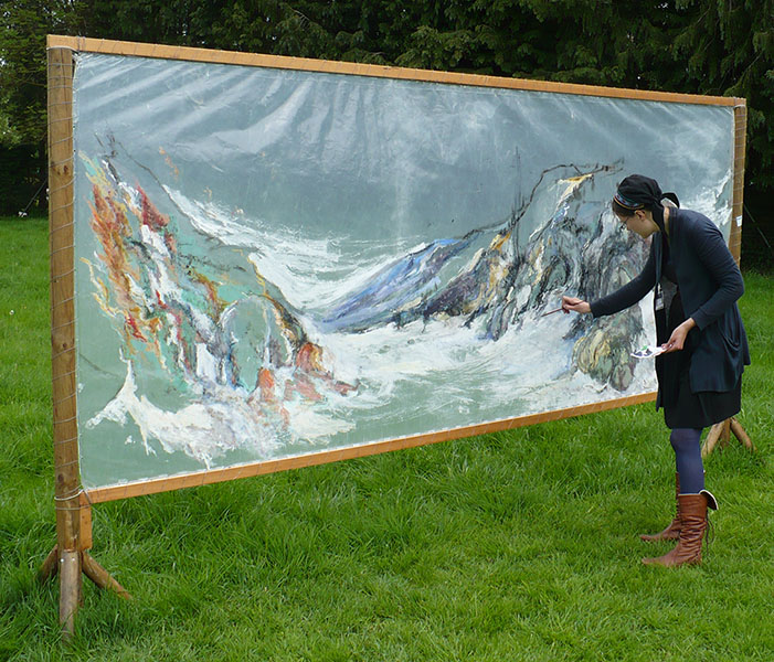 Acrylics and oil paint on plastic foil, 151x377cm, 2012,  installation presented in various countries (Belgium, Estonia, Finland)